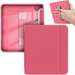 Giopuey coque compatible avec kobo libra colour/kobo libra 2, étui en cuir avec sangle, étui à rabat [coque arrière transparente