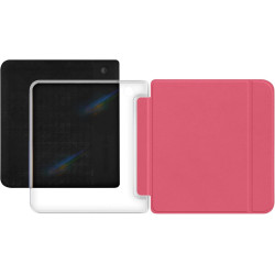 Giopuey coque compatible avec kobo libra colour/kobo libra 2, étui en cuir avec sangle, étui à rabat [coque arrière transparente
