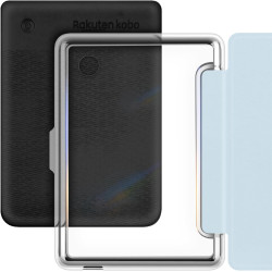 Giopuey coque compatible avec kobo clara colour/clara bw/clara 2e, étui en cuir avec sangle, étui à rabat [coque arrière transpa