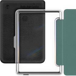 Giopuey coque compatible avec kobo clara colour/clara bw/clara 2e, étui en cuir avec sangle, étui à rabat [coque arrière transpa