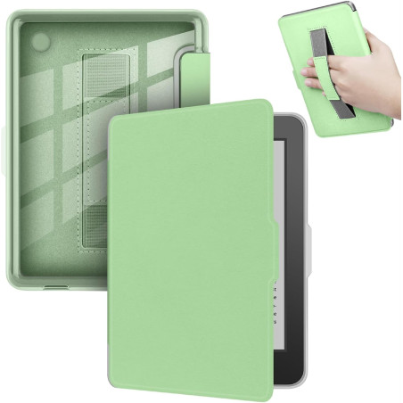 Giopuey coque compatible avec kobo clara colour/clara bw/clara 2e, étui en cuir avec sangle, étui à rabat [coque arrière transpa