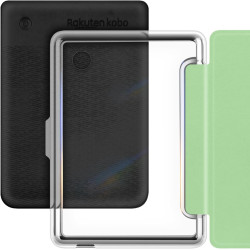 Giopuey coque compatible avec kobo clara colour/clara bw/clara 2e, étui en cuir avec sangle, étui à rabat [coque arrière transpa