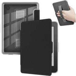 Giopuey coque compatible avec kobo clara colour/clara bw/clara 2e, étui en cuir avec sangle, étui à rabat [coque arrière transpa