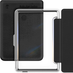 Giopuey coque compatible avec kobo clara colour/clara bw/clara 2e, étui en cuir avec sangle, étui à rabat [coque arrière transpa
