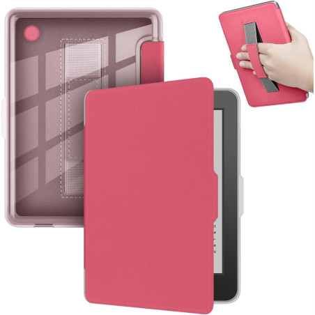 Giopuey coque compatible avec kobo clara colour/clara bw/clara 2e, étui en cuir avec sangle, étui à rabat [coque arrière transpa
