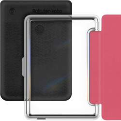 Giopuey coque compatible avec kobo clara colour/clara bw/clara 2e, étui en cuir avec sangle, étui à rabat [coque arrière transpa