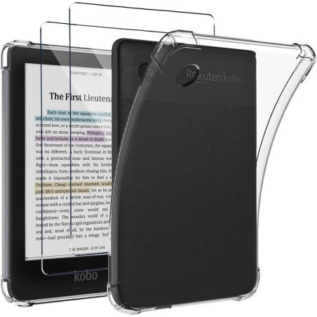 Coque pour Kobo Clara Colour/Clara BW + [2 Pièces] Verre Trempé, [Antichoc] Souple Silicone Transparente Protection Étui, Ultra 