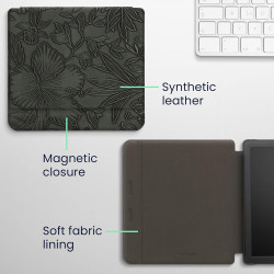 kwmobile Étui Compatible avec Kobo Libra 2 Coque - Étui à Rabat magnétique Tablette eReader Similicuir - Vert