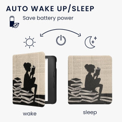 Kwmobile étui compatible avec kobo libra 2 coque - étui à rabat magnétique tablette ereader similicuir - noir-beige