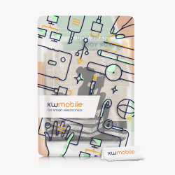 Kwmobile étui compatible avec kobo libra 2 coque - étui à rabat magnétique tablette ereader similicuir - noir-beige