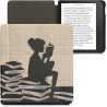 Kwmobile étui compatible avec kobo libra 2 coque - étui à rabat magnétique tablette ereader similicuir - noir-beige
