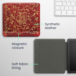 Kwmobile étui compatible avec kobo libra 2 coque - étui à rabat magnétique tablette ereader similicuir - jaune-orange-rouge