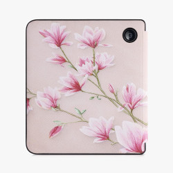 kwmobile Étui Compatible avec Kobo Libra 2 Coque - Étui à Rabat magnétique Tablette eReader Similicuir - Rose Clair-Blanc-Rose A