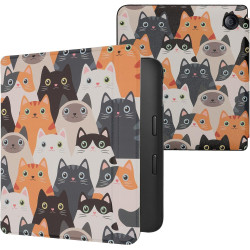 Kwmobile étui compatible avec kobo libra 2 coque - étui à rabat magnétique tablette ereader similicuir - orange-noir-blanc