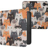 Kwmobile étui compatible avec kobo libra 2 coque - étui à rabat magnétique tablette ereader similicuir - orange-noir-blanc