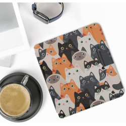 Kwmobile étui compatible avec kobo libra 2 coque - étui à rabat magnétique tablette ereader similicuir - orange-noir-blanc
