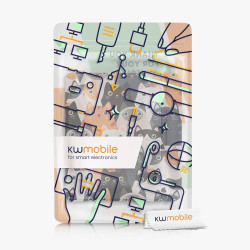 Kwmobile étui compatible avec kobo libra 2 coque - étui à rabat magnétique tablette ereader similicuir - orange-noir-blanc