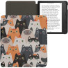 Kwmobile étui compatible avec kobo libra 2 coque - étui à rabat magnétique tablette ereader similicuir - orange-noir-blanc