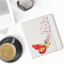 kwmobile Étui Compatible avec Kobo Libra 2 Coque - Étui à Rabat magnétique Tablette eReader Similicuir - Multicolore-Fuchsia-Bla
