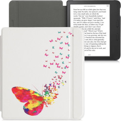 kwmobile Étui Compatible avec Kobo Libra 2 Coque - Étui à Rabat magnétique Tablette eReader Similicuir - Multicolore-Fuchsia-Bla
