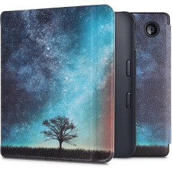 kwmobile Étui Compatible avec Kobo Libra 2 Coque - Étui à Rabat magnétique Tablette eReader Similicuir - Bleu-Gris-Noir