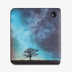 kwmobile Étui Compatible avec Kobo Libra 2 Coque - Étui à Rabat magnétique Tablette eReader Similicuir - Bleu-Gris-Noir