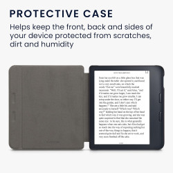 kwmobile Étui Compatible avec Kobo Libra 2 Coque - Étui à Rabat magnétique Tablette eReader Similicuir - Bleu-Gris-Noir