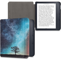 kwmobile Étui Compatible avec Kobo Libra 2 Coque - Étui à Rabat magnétique Tablette eReader Similicuir - Bleu-Gris-Noir