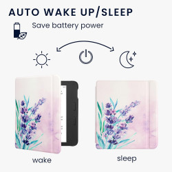 kwmobile Étui Compatible avec Kobo Libra 2 Coque - Étui à Rabat magnétique Tablette eReader Similicuir - Violet-Turquoise-Violet