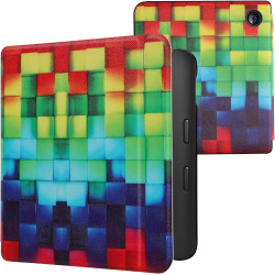kwmobile Étui Compatible avec Kobo Libra 2 Coque - Étui à Rabat magnétique Tablette eReader Similicuir - Multicolore-Vert-Bleu