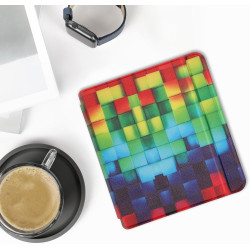 kwmobile Étui Compatible avec Kobo Libra 2 Coque - Étui à Rabat magnétique Tablette eReader Similicuir - Multicolore-Vert-Bleu