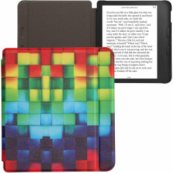 kwmobile Étui Compatible avec Kobo Libra 2 Coque - Étui à Rabat magnétique Tablette eReader Similicuir - Multicolore-Vert-Bleu