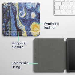 kwmobile Étui Compatible avec Kobo Libra 2 Coque - Étui à Rabat magnétique Tablette eReader Similicuir - Bleu-Jaune