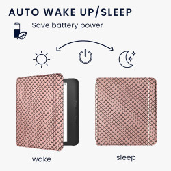 kwmobile Étui Compatible avec Kobo Libra 2 Coque - Étui à Rabat magnétique Tablette eReader Similicuir - Rose Clair-Noir