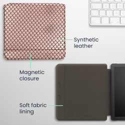 kwmobile Étui Compatible avec Kobo Libra 2 Coque - Étui à Rabat magnétique Tablette eReader Similicuir - Rose Clair-Noir