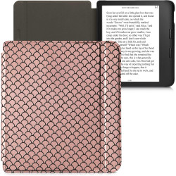 kwmobile Étui Compatible avec Kobo Libra 2 Coque - Étui à Rabat magnétique Tablette eReader Similicuir - Rose Clair-Noir