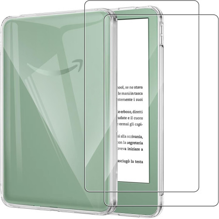 MEMELOKA Coque pour Kindle 2024/2022 (6 Pouces) + 2 Pièces Verre Trempé, Ultra Mince Housse de Protection TPU Souple[Anti-Rayure