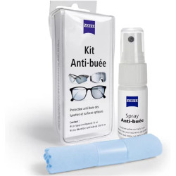 ZEISS - Kit Anti-Buée pour Lunettes, Objectif Photo, Caméra, et Masque Ski ou Piscine - 1 Spray Anti Buée 15ml + Chiffon Microfi
