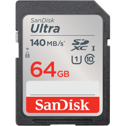 SanDisk 64 Go Ultra SDXC Carte, avec jusqu'à 140 Mo/s, homologuée A1, UHS-I carte, Classe 10, U1