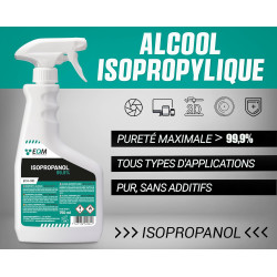 EQM - ECO-301 - Alcool Isopropylique Pur 99,9% - 750 ML - Nettoyage de Composants Électroniques, Objectifs, Écrans et Résines d’