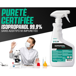 EQM - ECO-301 - Alcool Isopropylique Pur 99,9% - 750 ML - Nettoyage de Composants Électroniques, Objectifs, Écrans et Résines d’