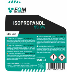 EQM - ECO-301 - Alcool Isopropylique Pur 99,9% - 750 ML - Nettoyage de Composants Électroniques, Objectifs, Écrans et Résines d’