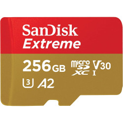 SanDisk 256Go Extreme microSDXC, carte micro sd + adaptateur SD, UHS-I, jusqu'à 190 Mo/s, micro SD carte pour votre smartphone, 