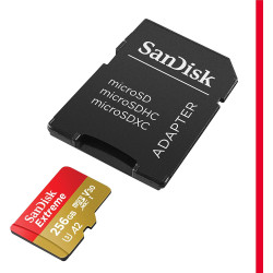 SanDisk 256Go Extreme microSDXC, carte micro sd + adaptateur SD, UHS-I, jusqu'à 190 Mo/s, micro SD carte pour votre smartphone, 