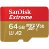 SanDisk 64 Go Extreme microSDXC Carte micro sd + adaptateur SD, UHS-I V30, jusqu'à 170 Mo/s, pour votre smartphone, caméra d'act