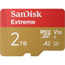 SanDisk Extreme 2 To microSDXC, Carte micro SD + adaptateur SD, (Pour Smartphones, Action Cams et Drones, Vitesse jusqu'à 240 MB