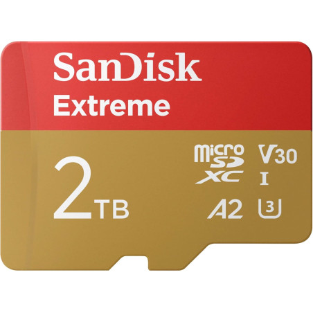 SanDisk Extreme 2 To microSDXC, Carte micro SD + adaptateur SD, (Pour Smartphones, Action Cams et Drones, Vitesse jusqu'à 240 MB