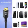 Etseinri 8K Câble HDMI 10M, 8K 4K 30Hz Câble HDMI Haute Vitesse avec eARC, HDR, HDR10, HDCP 2.3, Ethernet, D-olby Atmos Vision, 