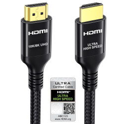 Etseinri Câble HDMI 2.1 2.5M, Certifié 48Gbps Câble HDMI® Ultra Haute Vitesse 4K 240Hz 165Hz 120Hz 8K 60Hz 10K Cordon HDMI HDCP 