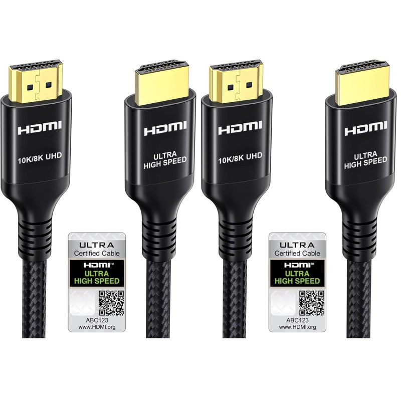 Etseinri Câble HDMI 2.1 1M, Certifié 10K 8K 4K Câble HDMI® Ultra Haute Vitesse 4K 240Hz 165Hz 120Hz 8K 60Hz 48Gbps HDCP 2.3 Dolb